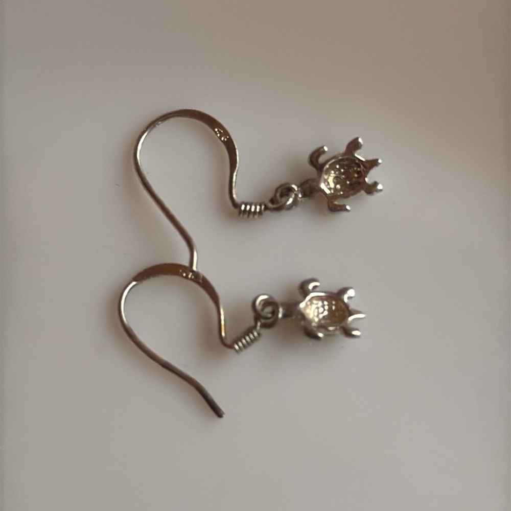 Sterling 925 Silver Turtle Earrings - Picture 3 of 5